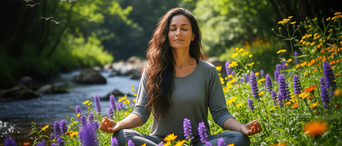 mulher meditando mulher meditando